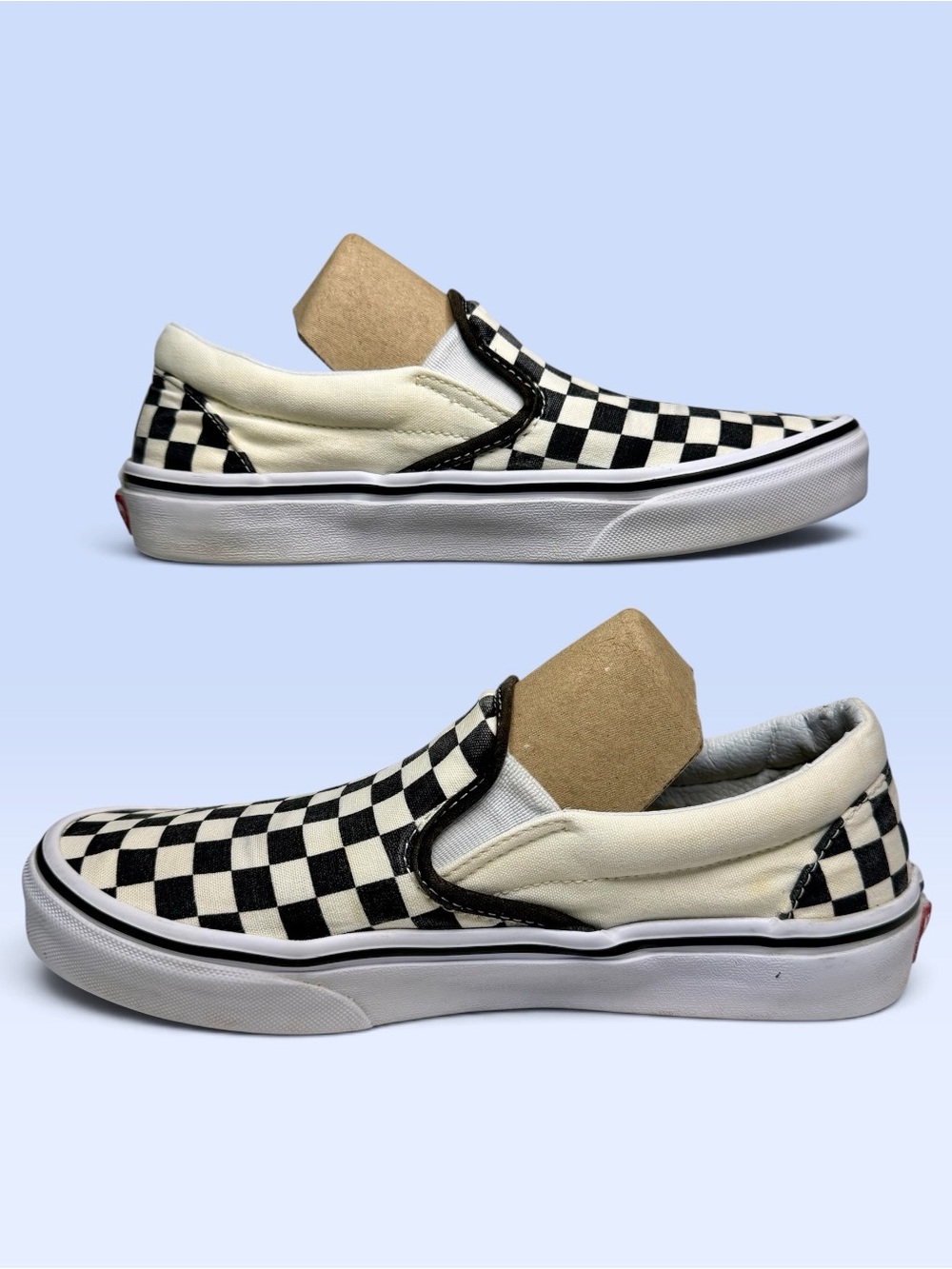 Vans Classic Checkerboard Slip-On Skate Shoes Black & Off-White 7.5 Men/9.0 Wmn - Picture 6 of 12